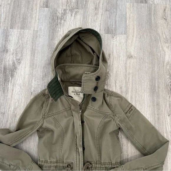 VTG Y2K Abercrombie & Fitch military utility jacket Womens XS green Bella Elena - Picture 2 of 16